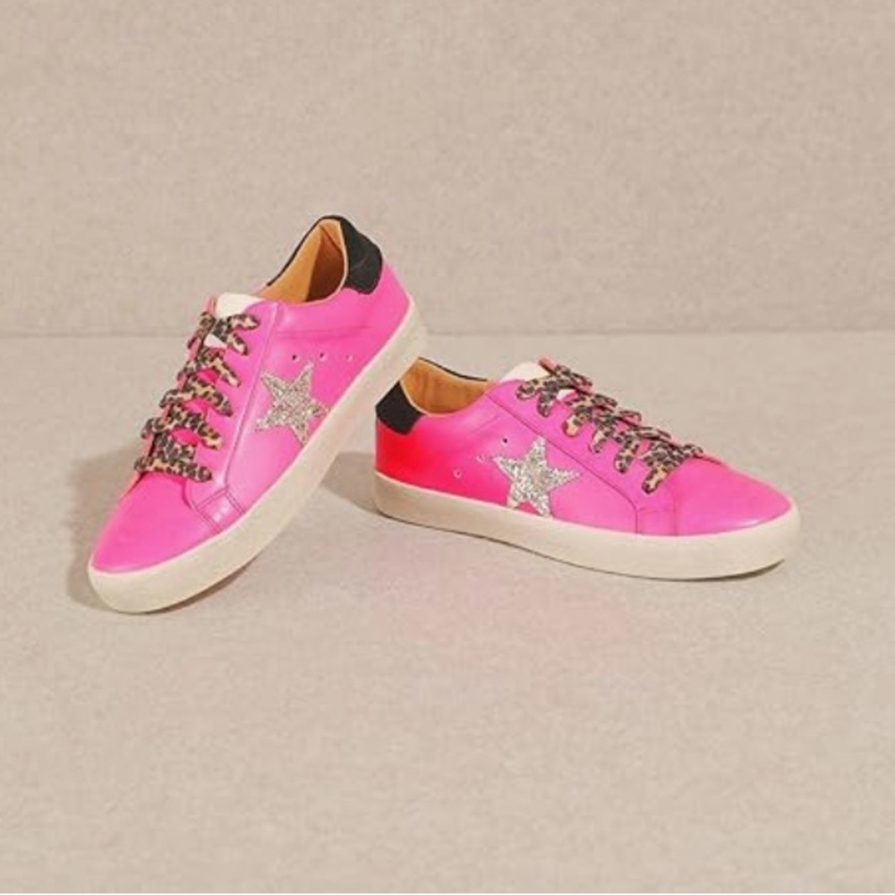 Skylar Glitter Suede Leather Star Sneakers